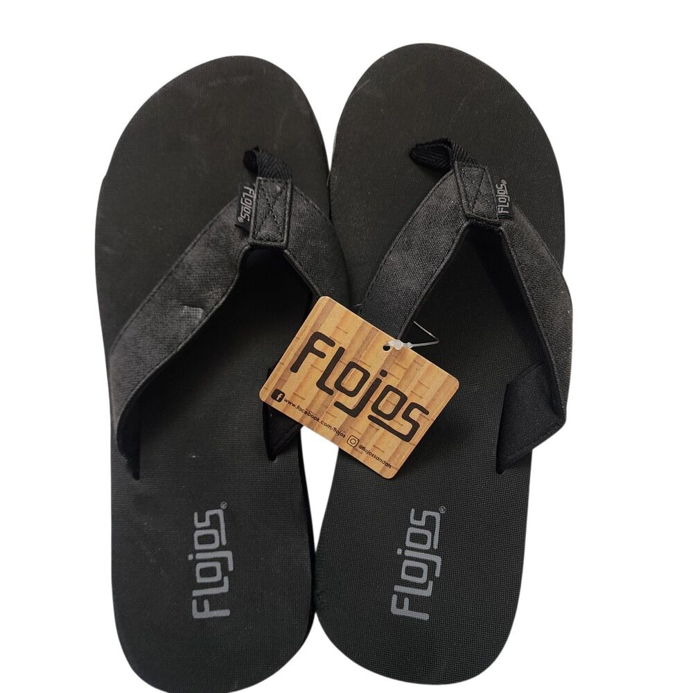 Flojos Black Flip Flops Sandals Men’s US 10 Euro 44 Brooks Thong New w/ Tags